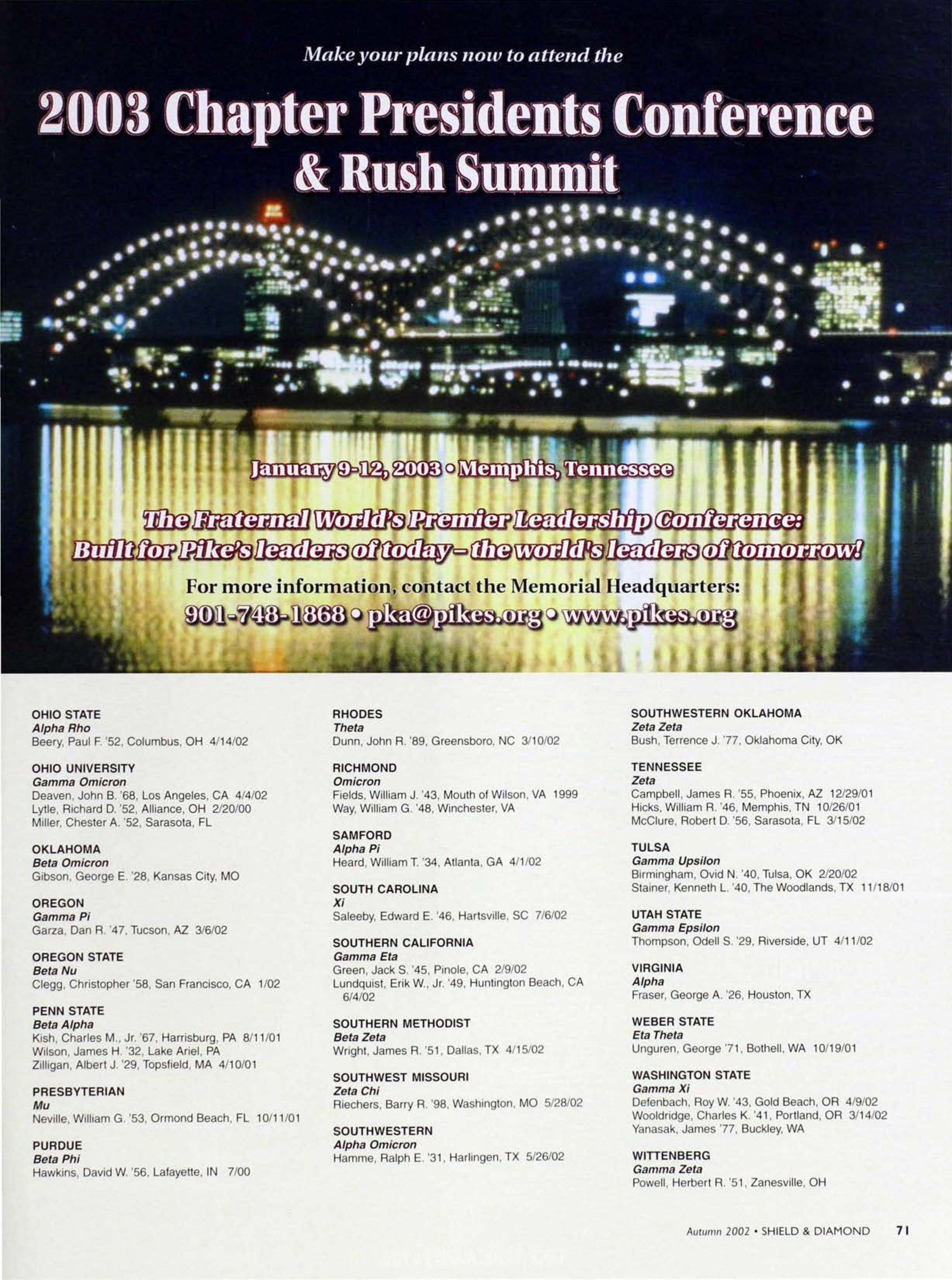 2003 Chapter Presidents Conference & Rush Summit